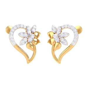 Diamond Floral Heart Earrings
