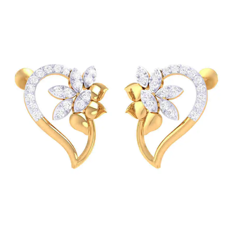 Diamond Floral Heart Earrings