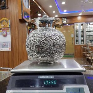 Antique Silver Floral Engraved Vase